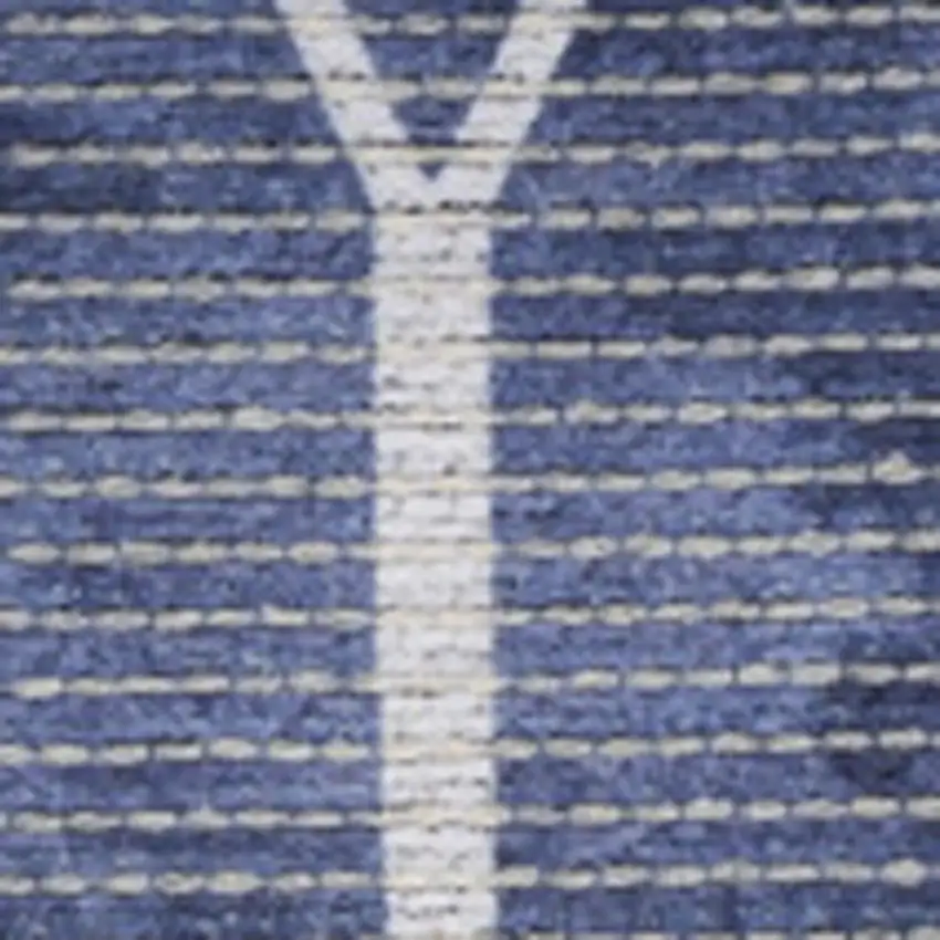 8' Blue Geometric Washable Runner Rug Photo 1