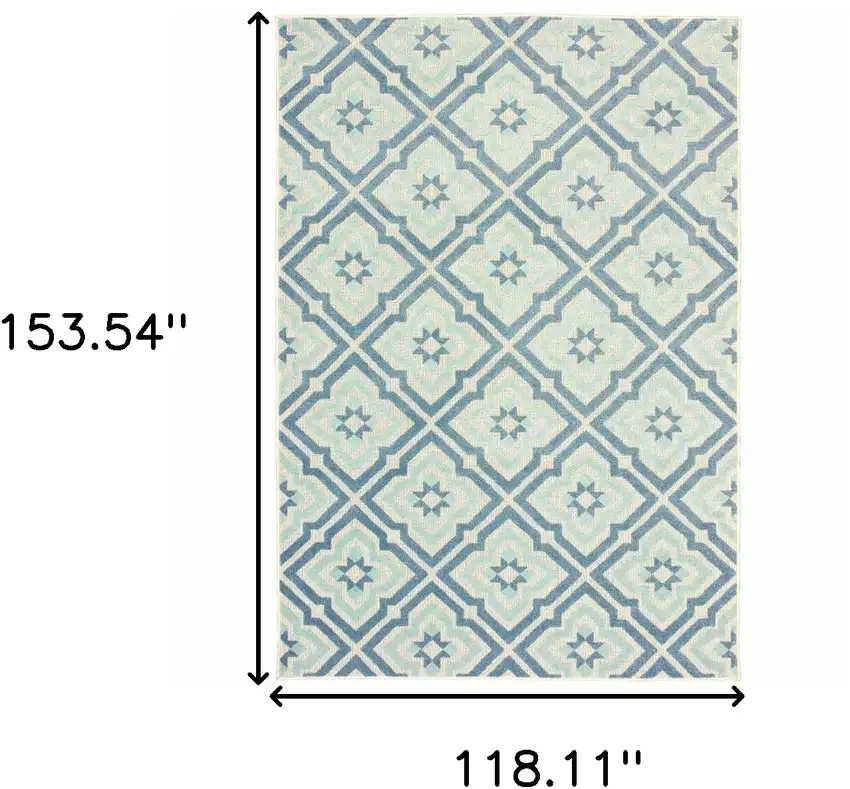Blue Geometric Stain Resistant Indoor Outdoor Area Rug Photo 5