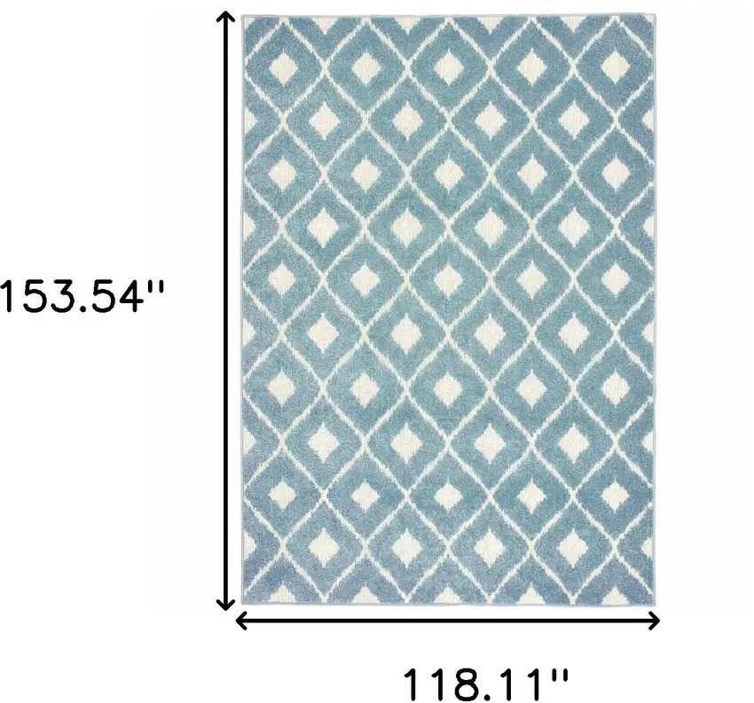 Blue Geometric Stain Resistant Indoor Outdoor Area Rug Photo 5