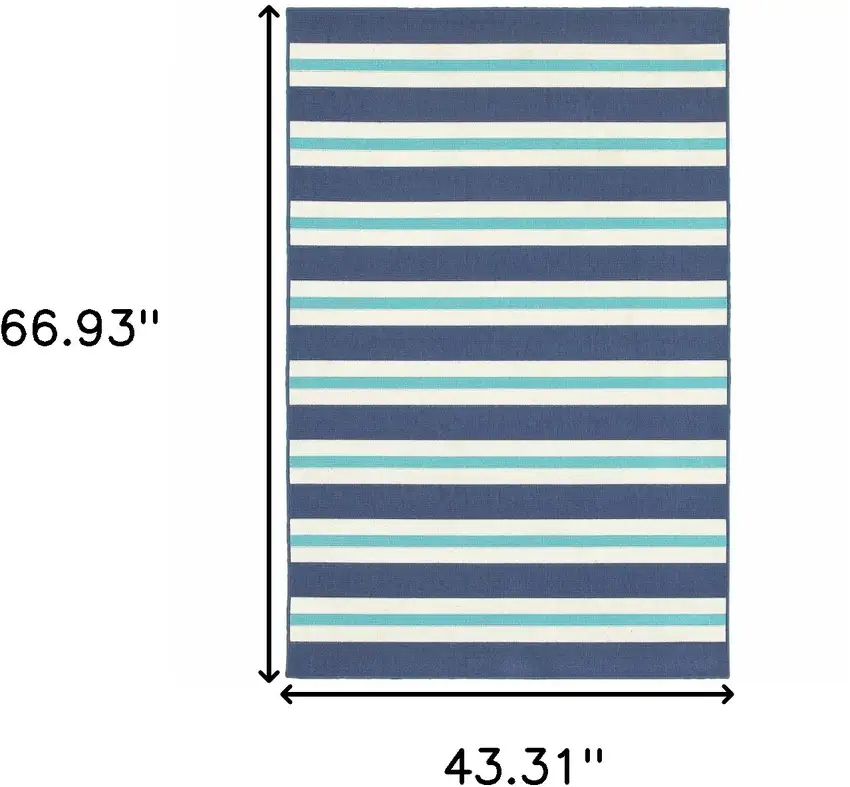 Blue and Ivory Geometric Stain Resistant Indoor Outdoor Area Rug Photo 3