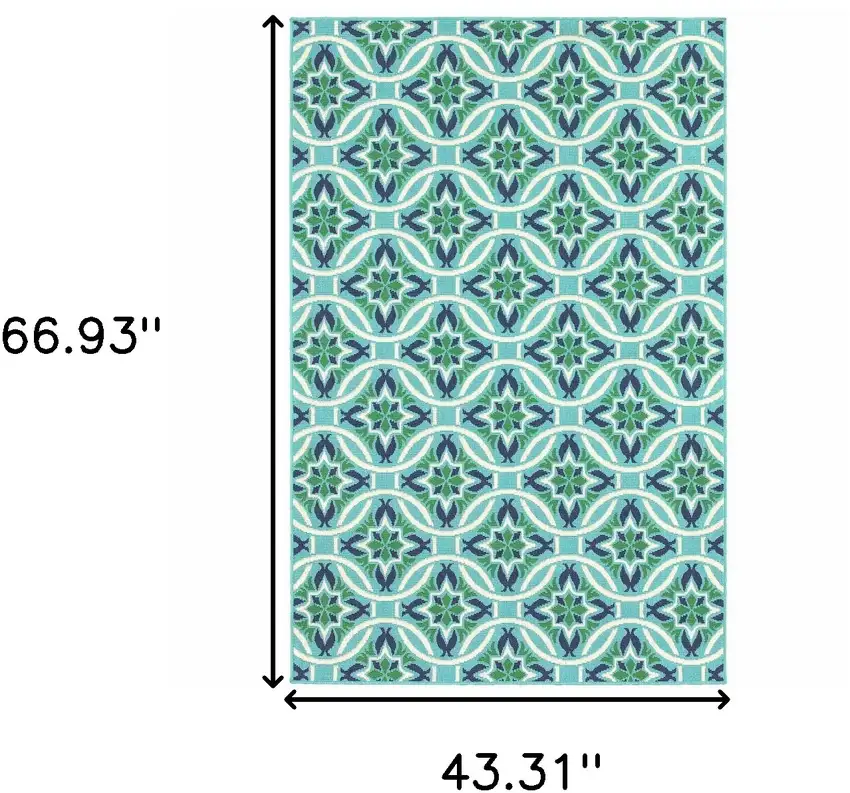 Blue Geometric Stain Resistant Indoor Outdoor Area Rug Photo 10