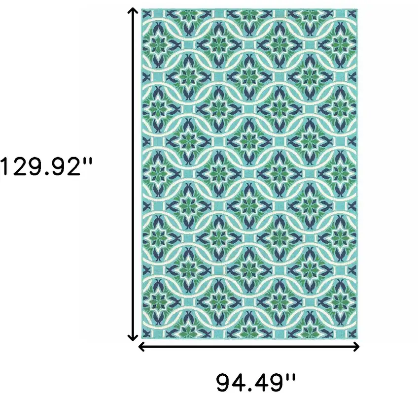 Blue Geometric Stain Resistant Indoor Outdoor Area Rug Photo 10