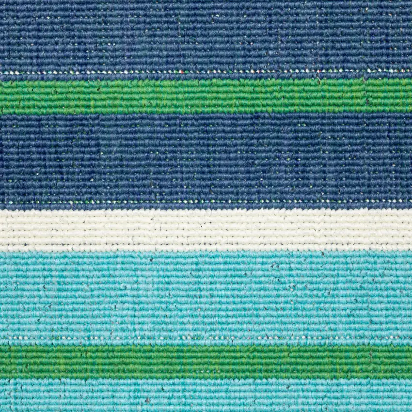 Blue Geometric Stain Resistant Indoor Outdoor Area Rug Photo 4