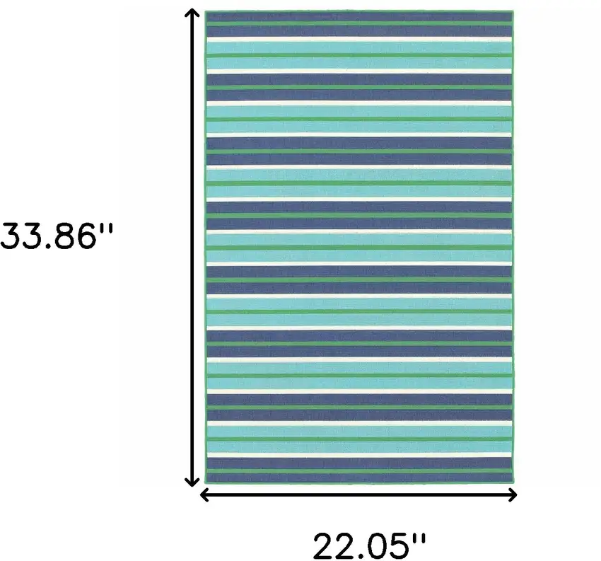 Blue and Green Geometric Stain Resistant Indoor Outdoor Area Rug Photo 3