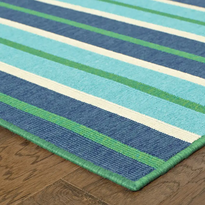 Blue Geometric Stain Resistant Indoor Outdoor Area Rug Photo 6
