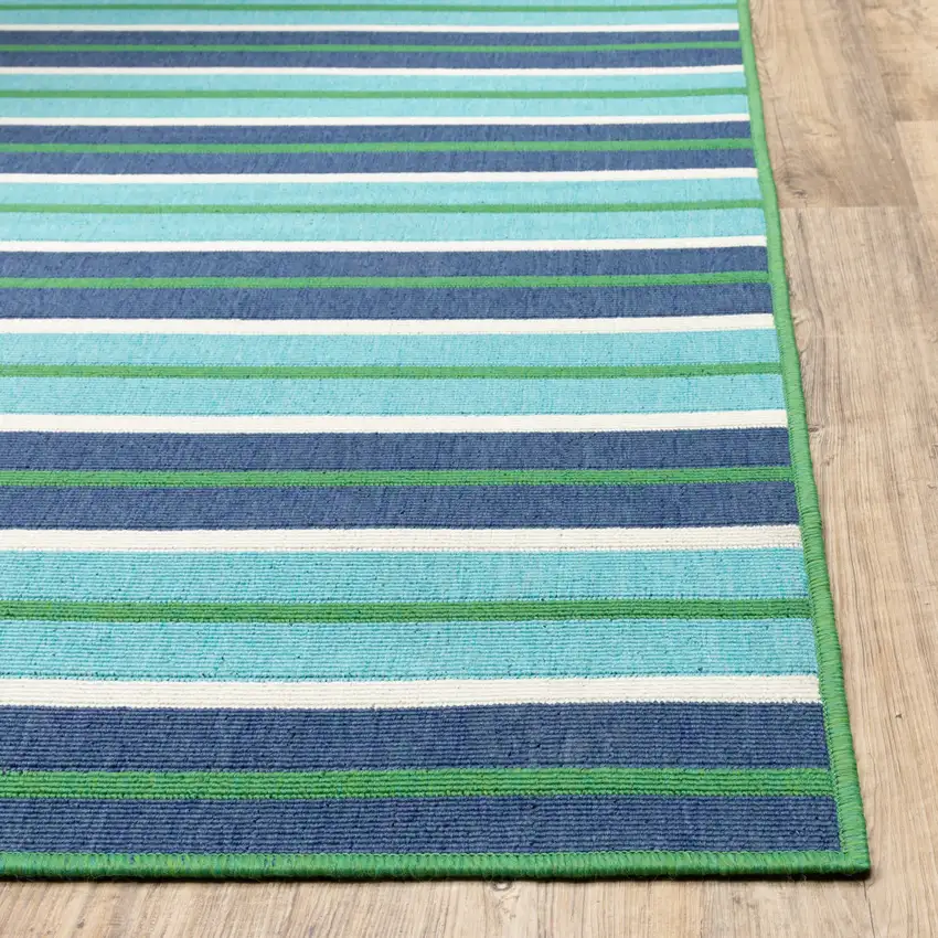 Blue Geometric Stain Resistant Indoor Outdoor Area Rug Photo 6