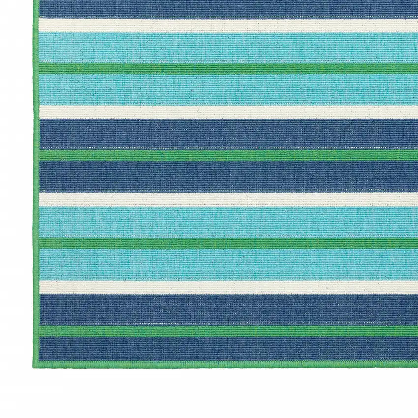 Blue Geometric Stain Resistant Indoor Outdoor Area Rug Photo 5