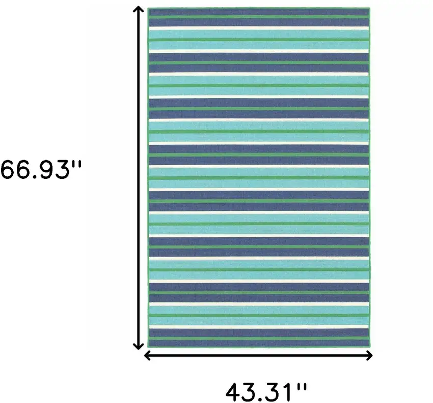 Blue and Green Geometric Stain Resistant Indoor Outdoor Area Rug Photo 3