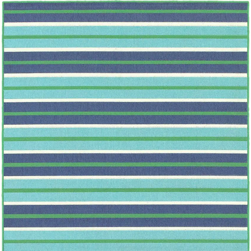 Blue and Green Geometric Stain Resistant Indoor Outdoor Area Rug Photo 7