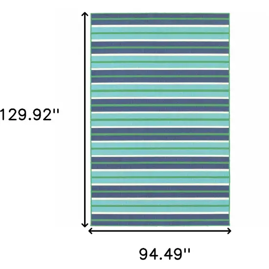 Blue and Green Geometric Stain Resistant Indoor Outdoor Area Rug Photo 3