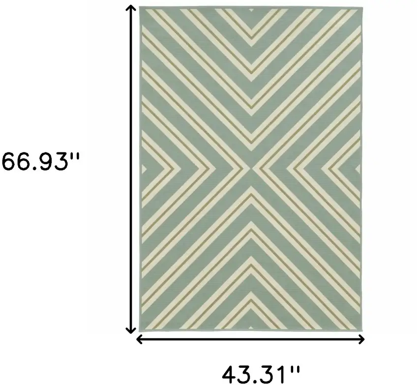 Blue Geometric Stain Resistant Indoor Outdoor Area Rug Photo 5