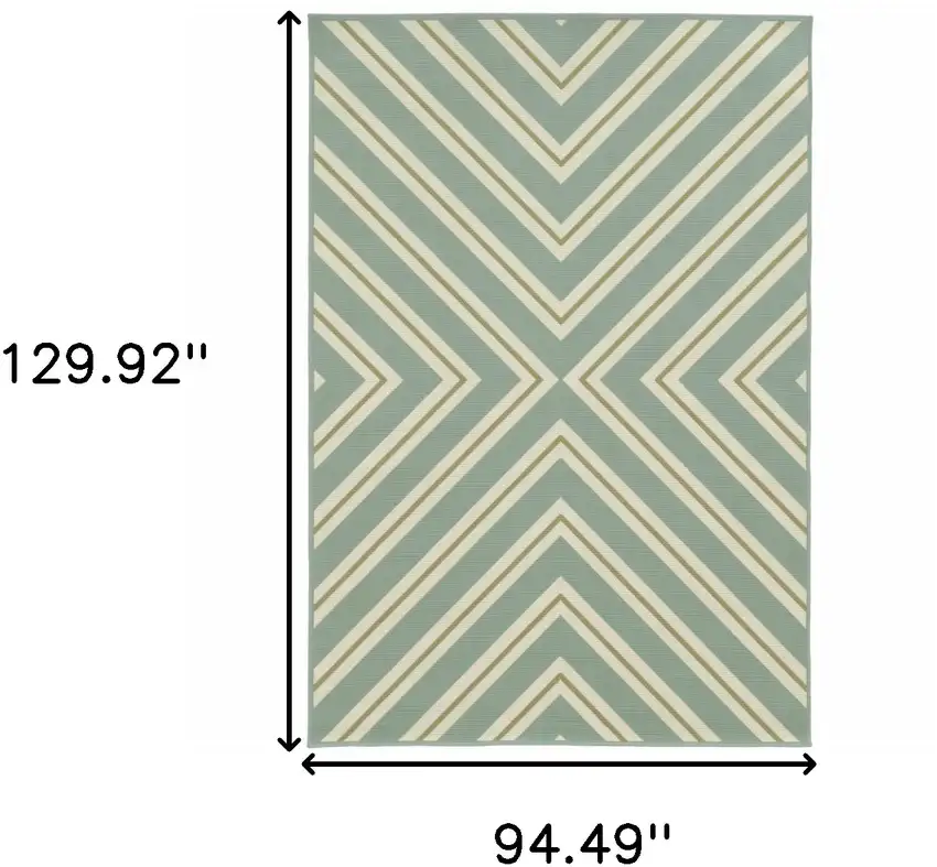 Blue Geometric Stain Resistant Indoor Outdoor Area Rug Photo 5