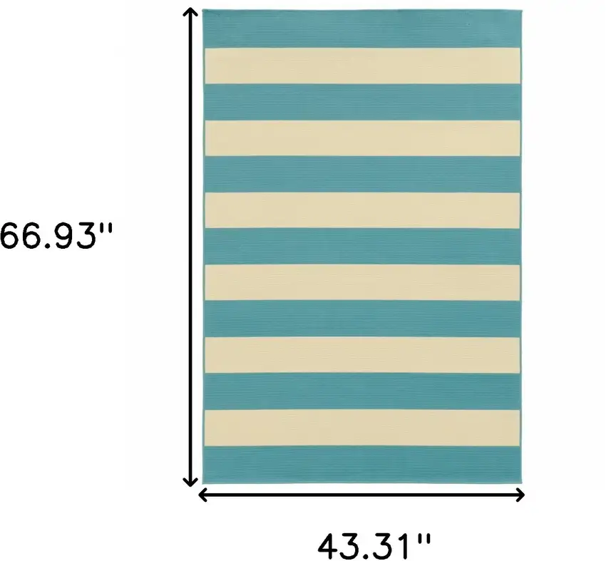 Blue Geometric Stain Resistant Indoor Outdoor Area Rug Photo 5