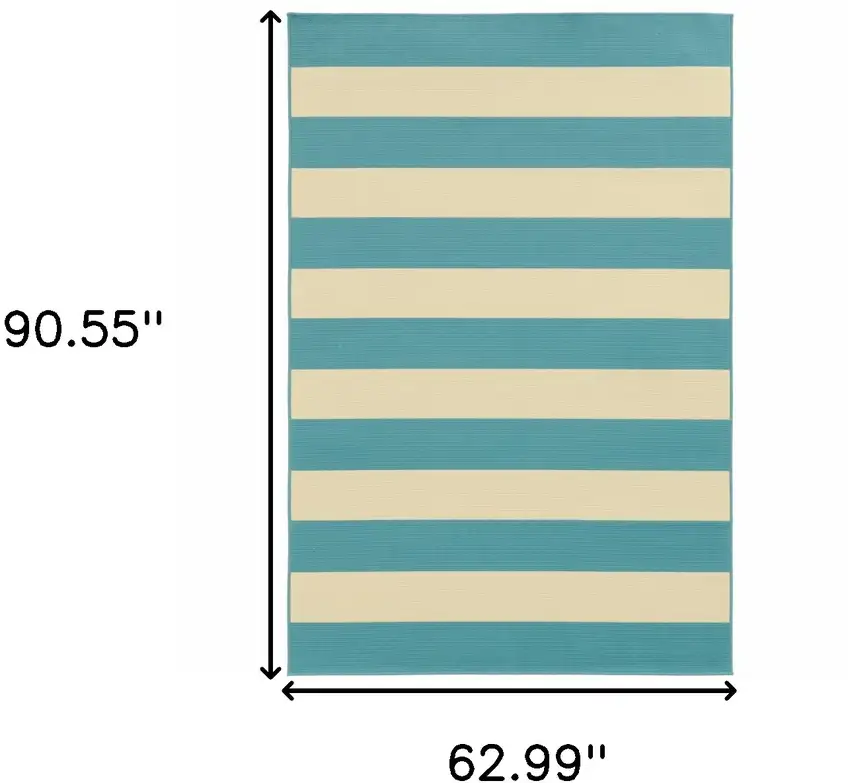 Blue Geometric Stain Resistant Indoor Outdoor Area Rug Photo 5