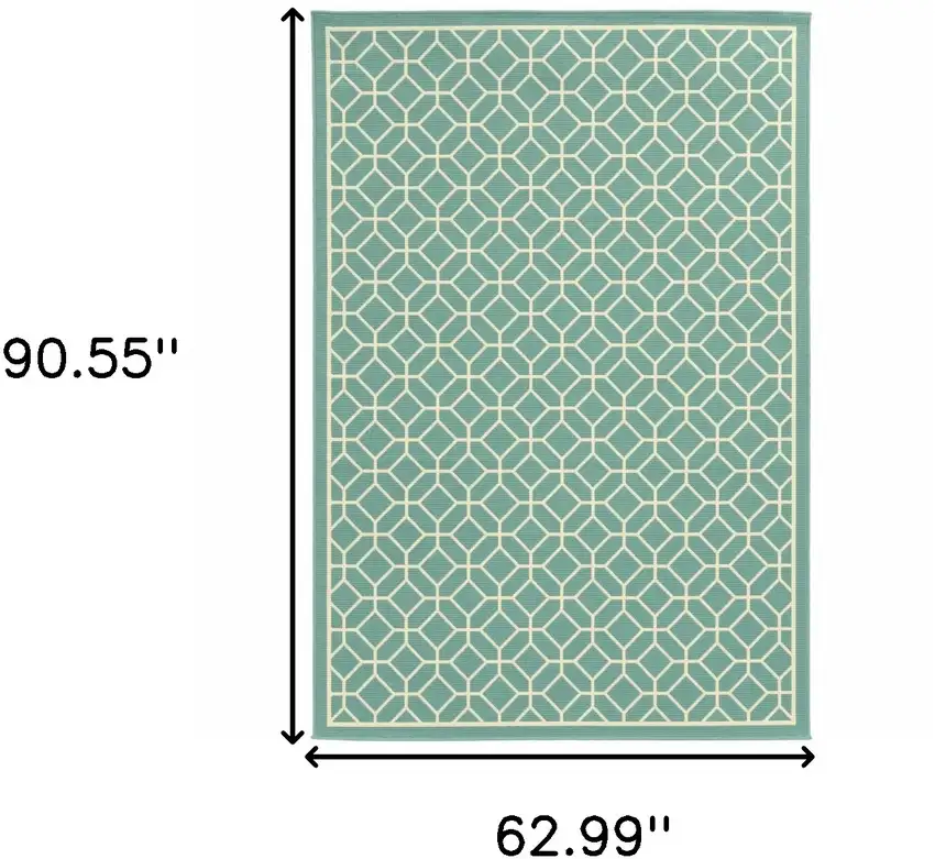 Blue Geometric Stain Resistant Indoor Outdoor Area Rug Photo 6