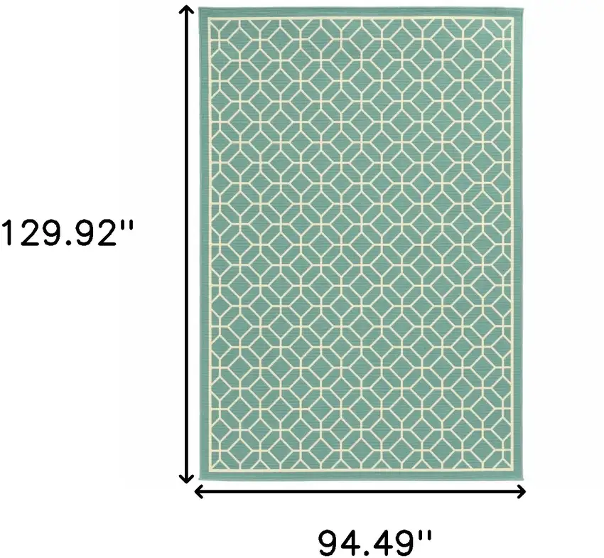 Blue Geometric Stain Resistant Indoor Outdoor Area Rug Photo 6