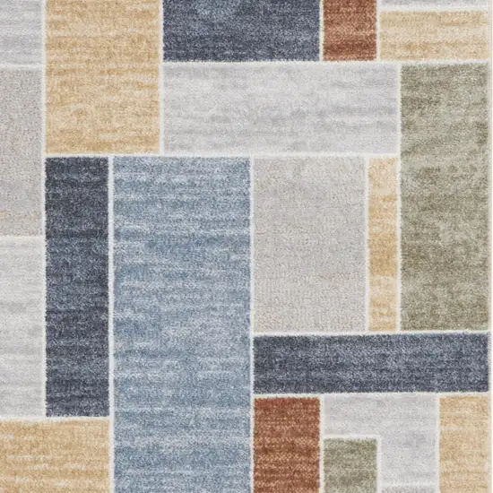 Blue Geometric Washable Area Rug Photo 8