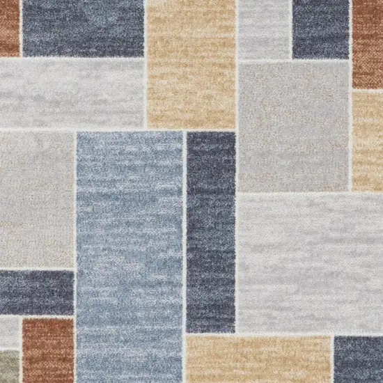 Blue Geometric Washable Area Rug Photo 4