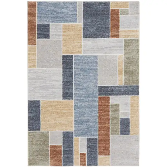 Blue Geometric Washable Area Rug Photo 8