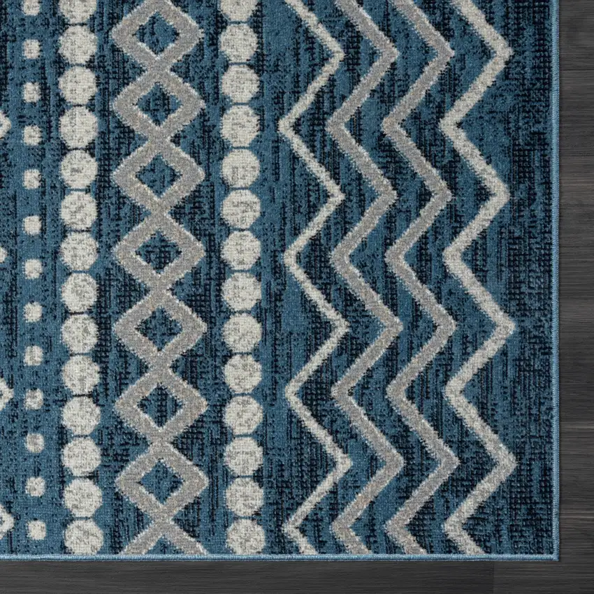 Blue Geometric Washable Area Rug Photo 3