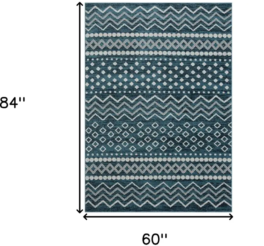 Blue Geometric Washable Area Rug Photo 8