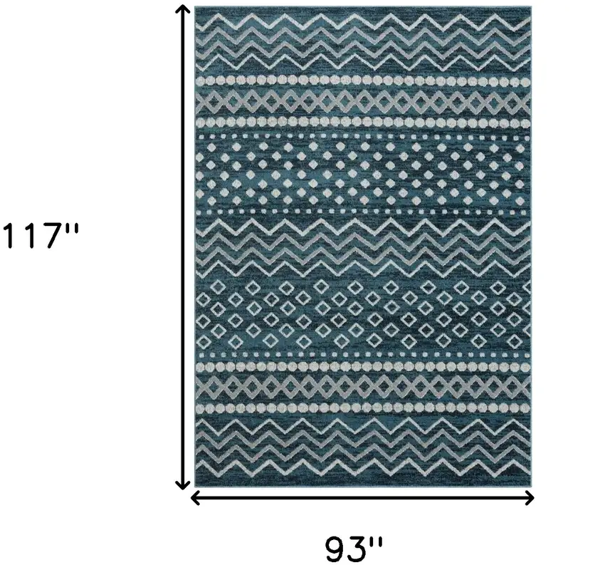 Blue Geometric Washable Area Rug Photo 8