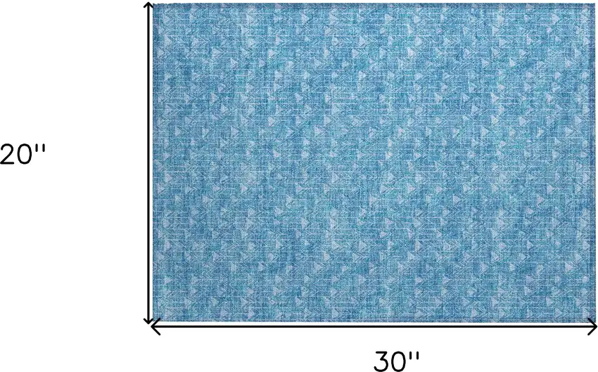 Blue Geometric Washable Non Skid Indoor Outdoor Area Rug Photo 3