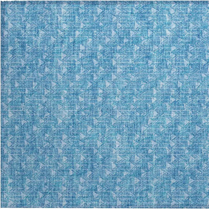 Blue Geometric Washable Non Skid Indoor Outdoor Area Rug Photo 6