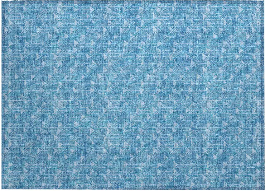 Blue Geometric Washable Non Skid Indoor Outdoor Area Rug Photo 2
