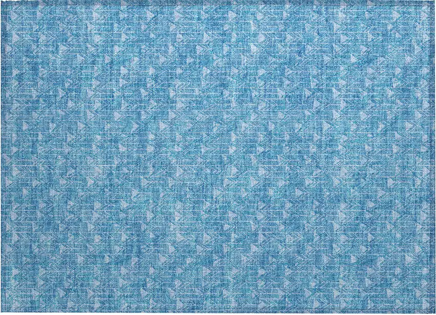 Blue Geometric Washable Non Skid Indoor Outdoor Area Rug Photo 2