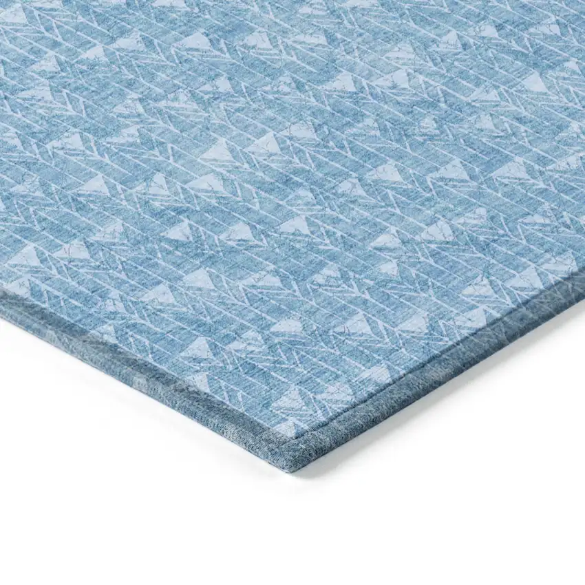 Blue Geometric Washable Non Skid Indoor Outdoor Area Rug Photo 4