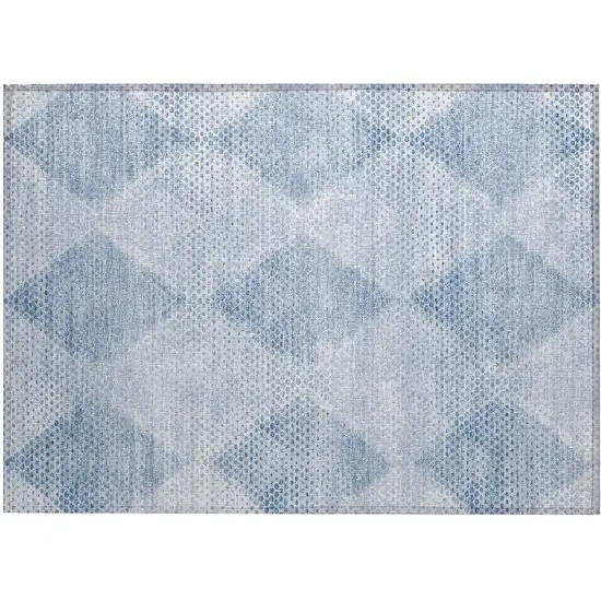 Blue Geometric Washable Non Skid Indoor Outdoor Area Rug Photo 1