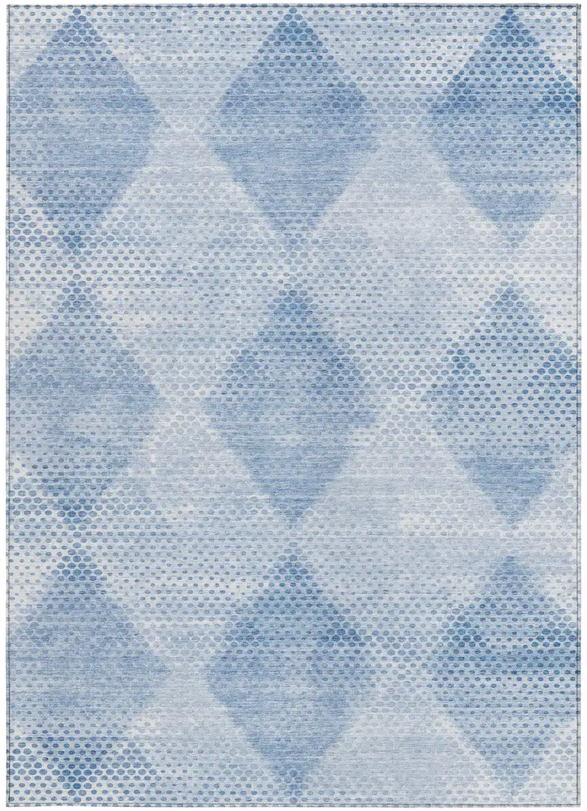 Blue Geometric Washable Non Skid Indoor Outdoor Area Rug Photo 5