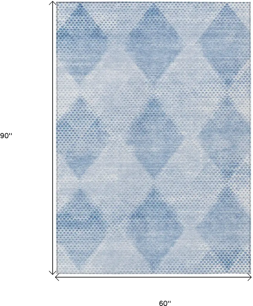 Blue Geometric Washable Non Skid Indoor Outdoor Area Rug Photo 3