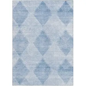 Photo of Blue Geometric Washable Non Skid Indoor Outdoor Area Rug