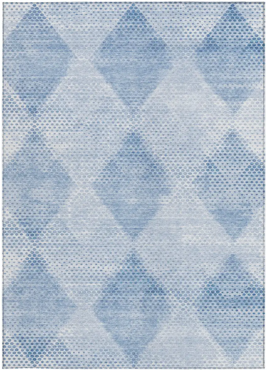 Blue Geometric Washable Non Skid Indoor Outdoor Area Rug Photo 4