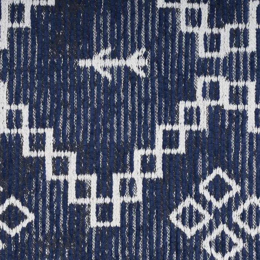 Blue Geometric Worn Faded Area Rug Photo 8