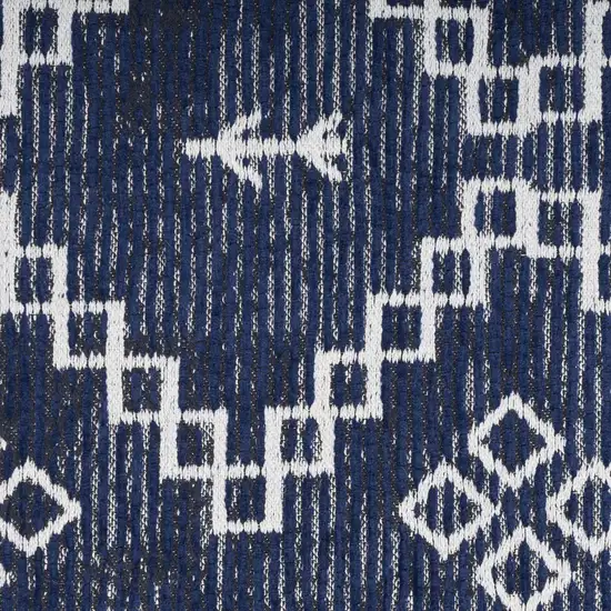 Blue Geometric Worn Faded Area Rug Photo 6