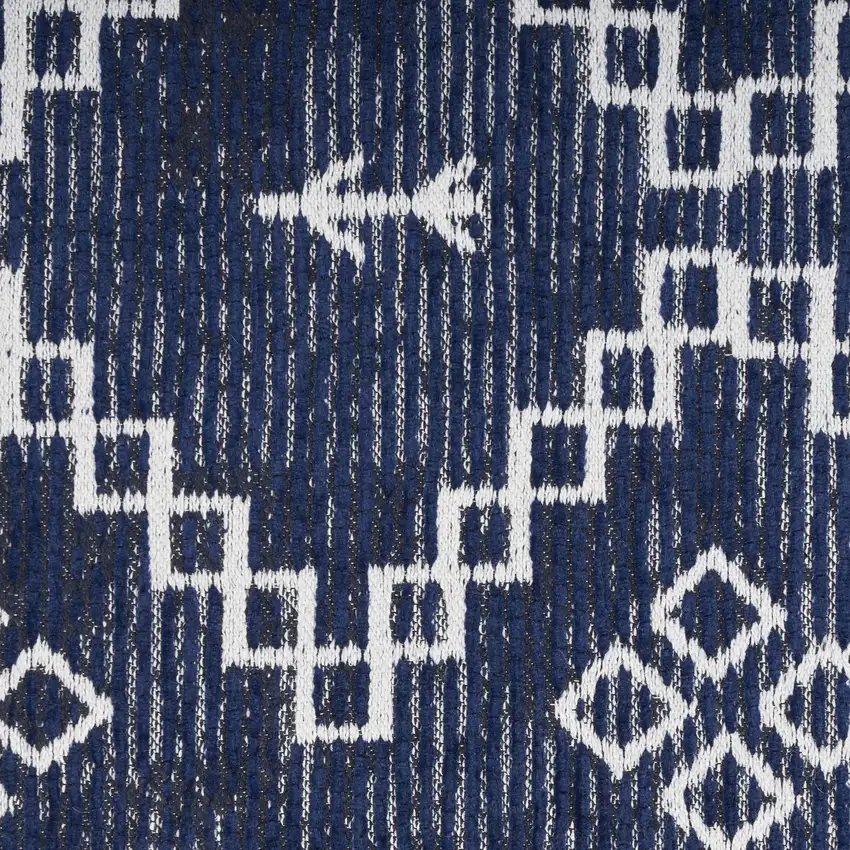Blue Geometric Worn Faded Area Rug Photo 6