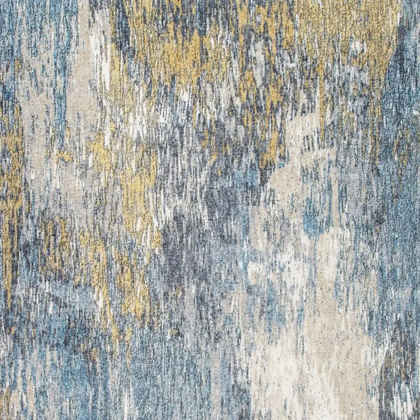 Blue and Gold Abstract Area Rug Photo 6