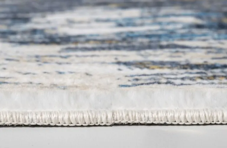 Blue Gold Abstract Painting Modern Area Rug Photo 4
