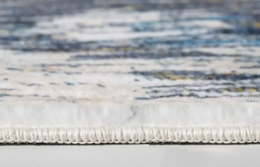 Blue Gold Abstract Painting Modern Area Rug Photo 6