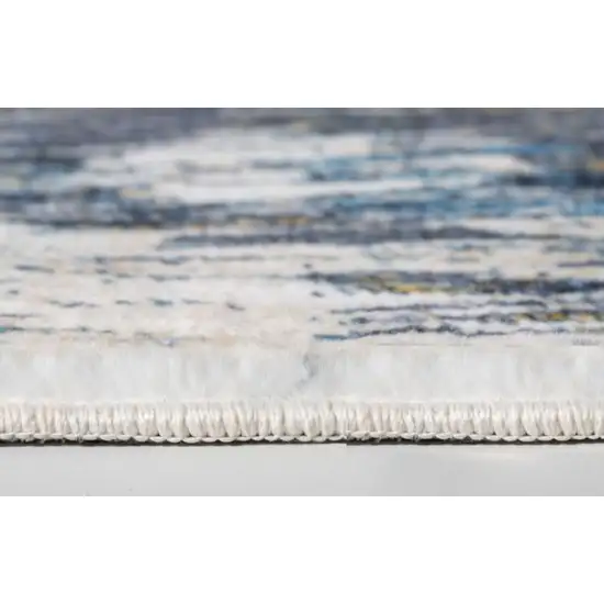 Blue Gold Abstract Painting Modern Area Rug Photo 6