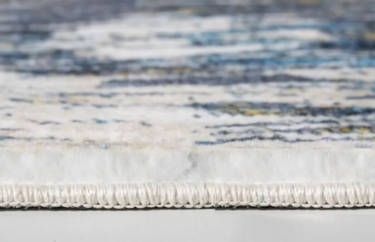 Blue Gold Abstract Painting Modern Area Rug Photo 4