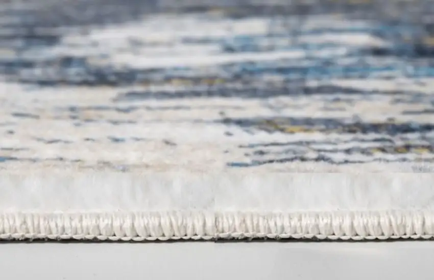 Blue Gold Abstract Painting Modern Area Rug Photo 6