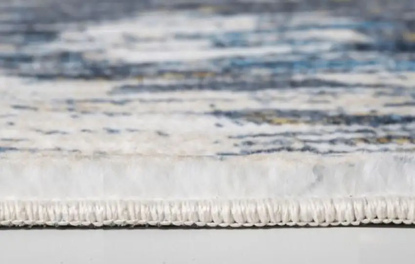 Blue Gold Abstract Painting Modern Runner Rug Photo 6