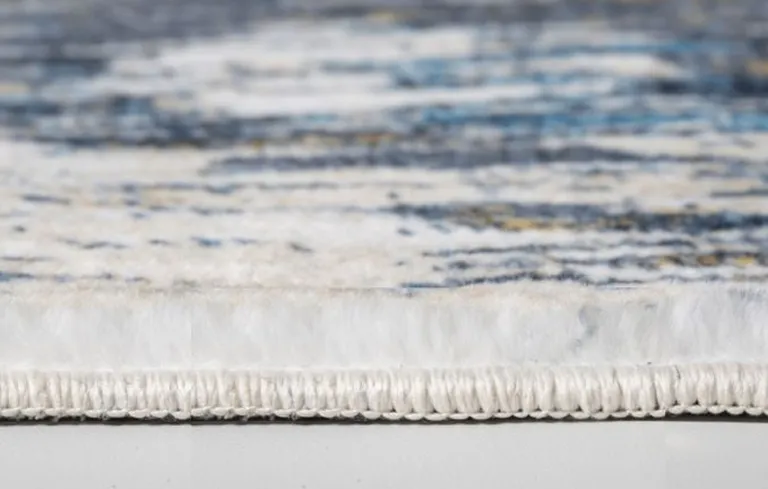 Blue Gold Abstract Painting Modern Runner Rug Photo 5