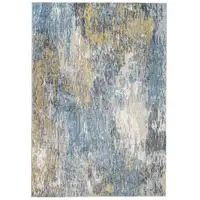 Photo of Blue Gold Abstract Painting Modern Runner Rug