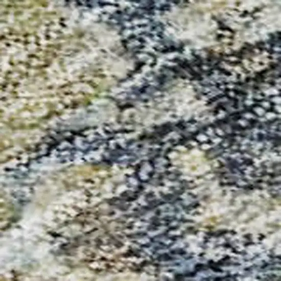 Blue Gold And Beige Abstract Washable Area Rug With UV Protection Photo 2