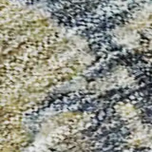 Photo of Blue Gold And Beige Abstract Washable Area Rug With UV Protection